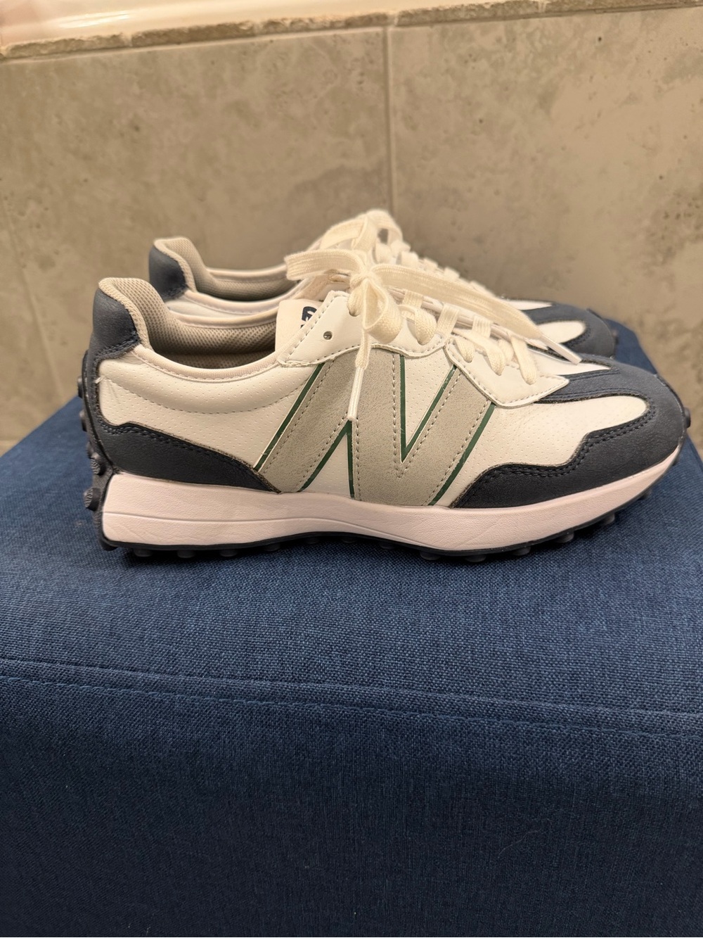 CALIA New Balance White, Gray & Green Retro Runner Sneakers